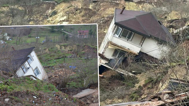 Ordu'da heyelan: Evler yıkıldı, yol çöktü! Bölgeye giriş çıkış kapandı