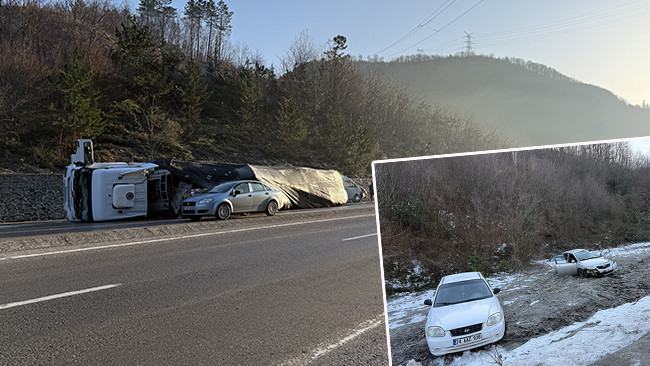 Kara yolunda 3 ayrı kaza: 10 kişi yaralandı