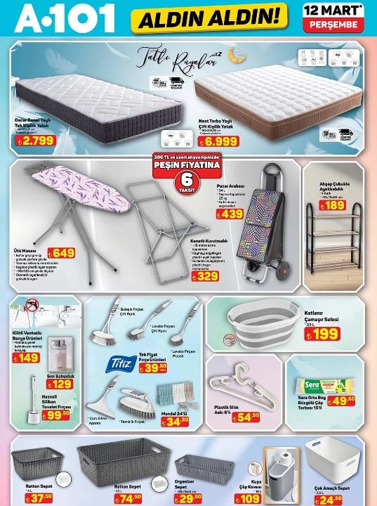 SATIŞTA A101 AKTÜEL AFİŞİ 12 MART 2026 (YENİ İNDİRİMLİ ÜRÜNLER BROŞÜRÜ) || A101 Aldın Aldın kataloğu bu hafta ürünleri neler A101 yeni broşürü ile 3lü siyah ankastre set, buharlı temizleyici mop, kamp sandalyesi, merdiven, manikür seti satışta