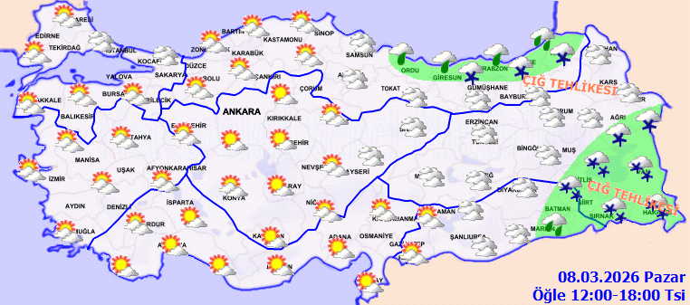 HAVA DURUMU SON DAKİKA TAHMİNLERİ 8 MART 2026 İL İL HARİTALI | Bugün hava nasıl olacak, yağmur yağacak mı Meteoroloji uyardı