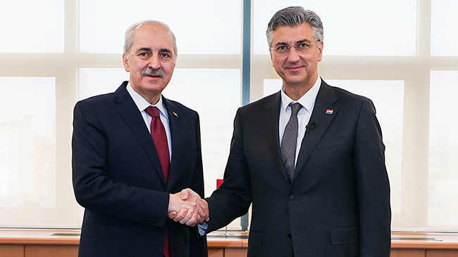 TBMM Başkanı Kurtulmuş, Hırvatistan Başbakanı Plenkovic ile bir araya geldi