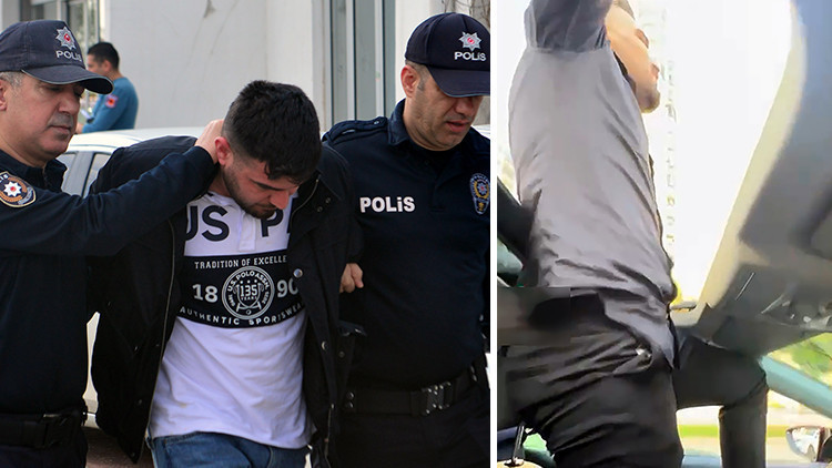 Trafikte 'pes' dedirten görüntü! Ehliyetine el konuldu, akıl hastanesine sevk edildi