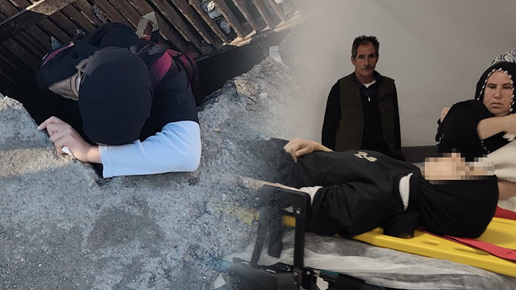 Genç kız yürürken üzerine basınca içine düştü