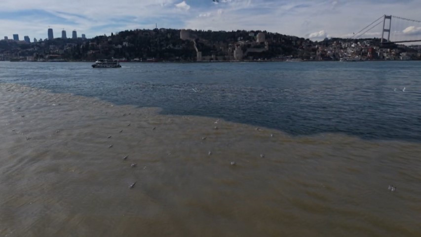 İstanbulda sağanak sonrası Boğazın rengi değişti