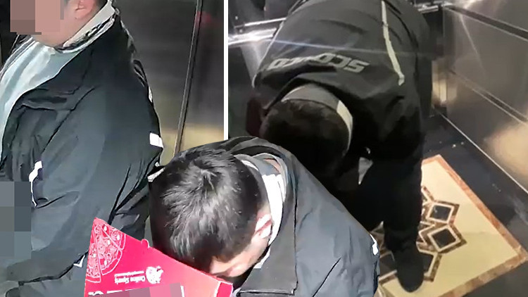 Sosyal medya bu kuryeyi konuşuyor | İğrenç olay kameraya yansımıştı: Yakalandıktan sonra asansörü temizlettiler