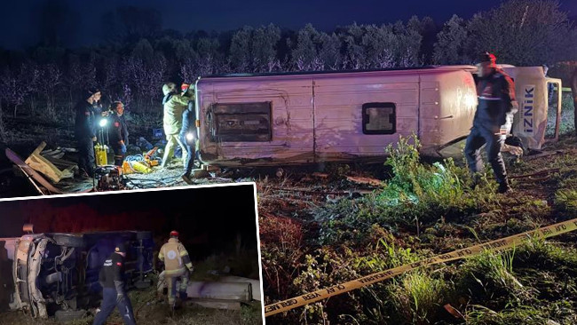 İznik'te feci kaza: 1 ölü, 12 yaralı