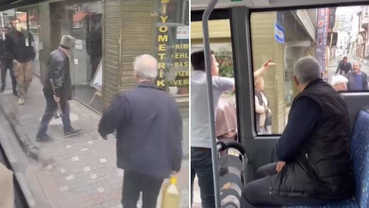 Bursa'da trafikte dehşet! Baltayla otobüs şoförünün üzerine yürüdü