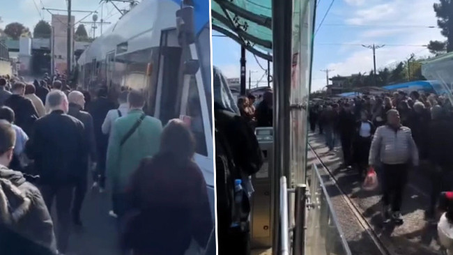 Kabataş-Bağcılar Tramvay Hattı'nda arıza: Yolcular raylarda yürüdü