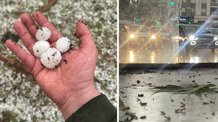 Ceviz büyüklüğünde dolu yağdı, sürücüler rotayı otoparklara çevirdi