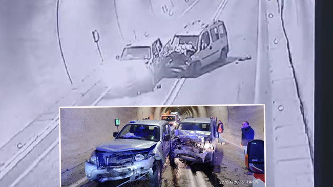 Artvin'de 7 kişinin yaralandığı tünel kazası kamerada