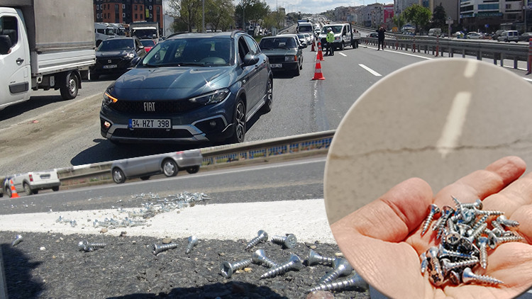 Yola dökülen vidalar trafiği felç etti! Polis ve esnaf seferber oldu