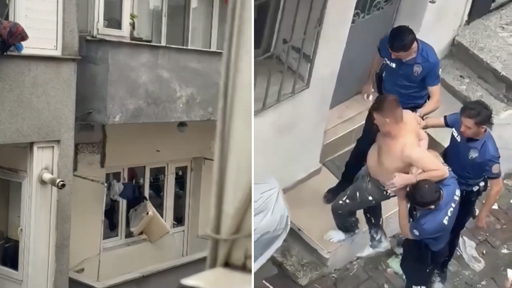 Kağıthane'de panik anları: Sinir krizi geçirdi, evin camlarını kırıp eşyaları sokağa attı