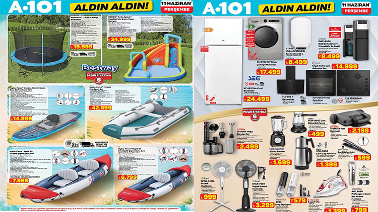 A101 ALDIN ALDIN KATALOĞU 11 HAZİRAN 2026 - YENİ ÜRÜNLER || A101 aktüel afişi bu hafta yeni neler geliyor, hangi ürünler var? A101 indirim broşürü ile trambolin, kano seti, vantilatör, su parkı, araç süpürgesi, şarjlı vidalama geliyor...