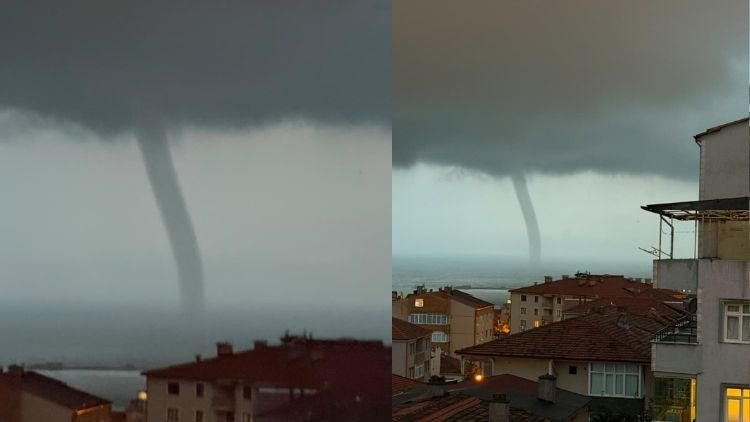 Ereğli’de hortum paniği... Kameraya böyle yansıdı