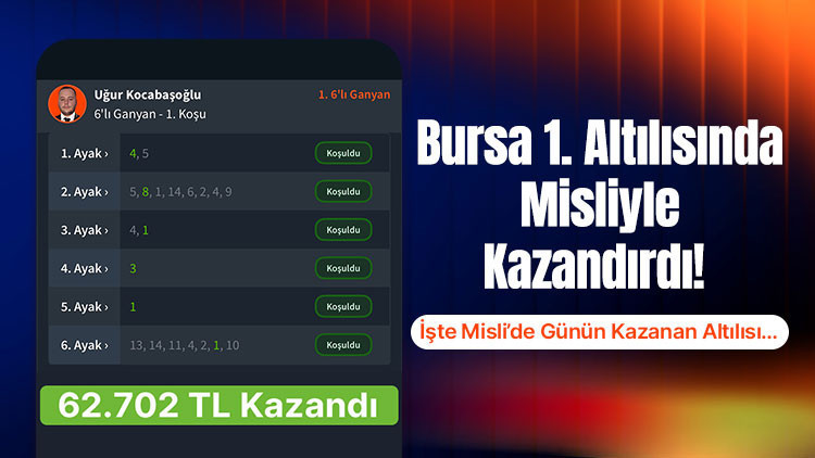 Bursa 1. Altılısında Büyük Kazanç! İşte Günün Kazananı