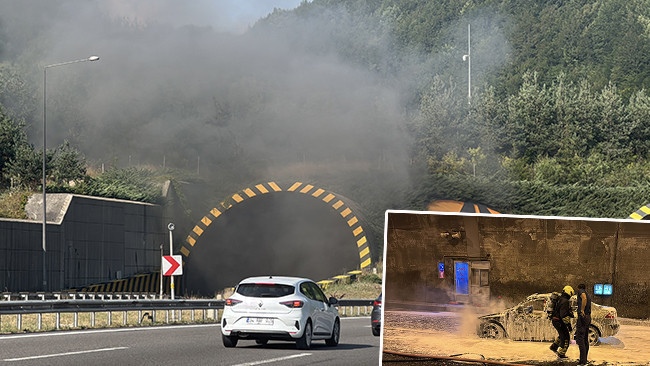 Bolu Dağı Tüneli’nde alev alan otomobil yandı: Ankara istikameti ulaşıma kapandı