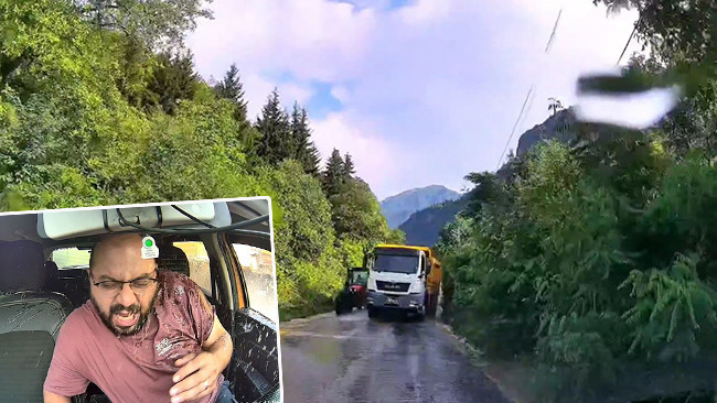 Kamyonun üzerine doğru geldiğini görüp aracının hızını kesti: Olası kazayı önledi