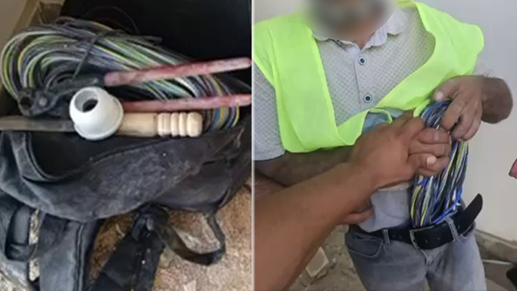 Hatay'da işçi yeleği giyip şantiyeden kablo çalan hırsız suçüstü yakalandı