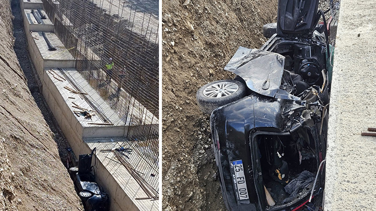 Otomobil 5 metreden çalışma alanına düştü: 3 ölü