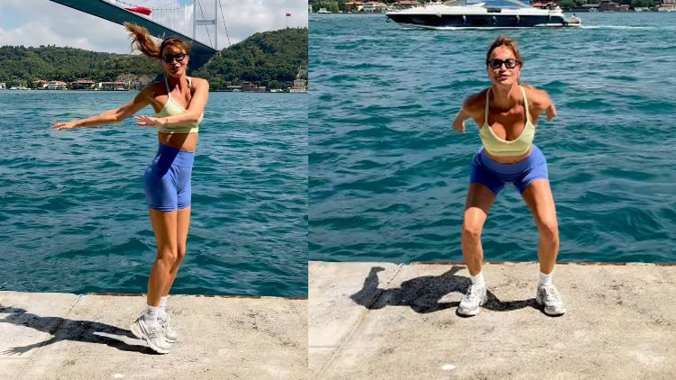 Ebru Şallı, Boğaz’a karşı spor yaptı