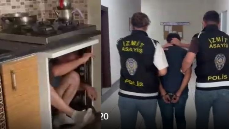 31 yıl hapis cezasıyla aranan kişi, bulaşık makinesinden saklanırken yakalandı
