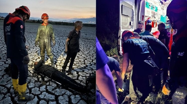 Bataklığa saplanan kişi kurtarıldı