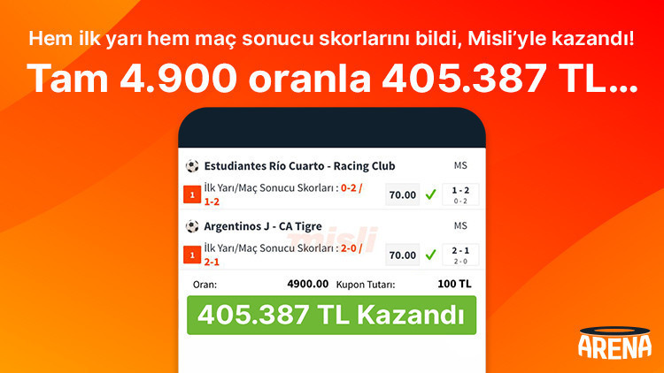 Büyük Kazanç: Misli Üyesi, Skor Tahminleriyle 405.387 TL Kazandı