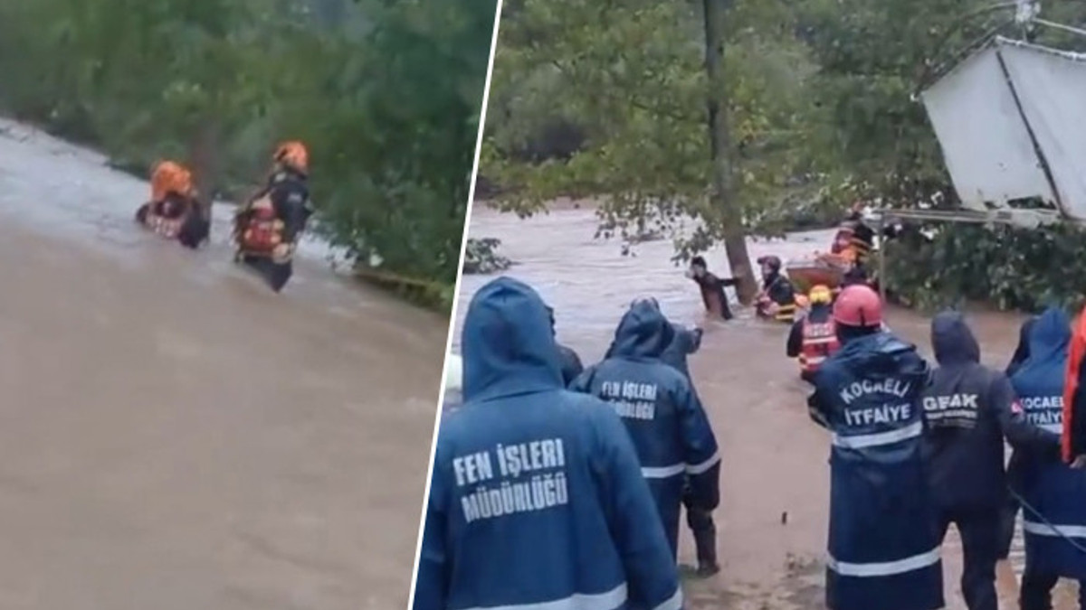 Kocaeli'de sel sularına kapılan 1 kişi halatlarla kurtarıldı, kayıp 1 kişi aranıyor