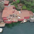 Dev geminin çarptığı yalının son hali havadan görüntülendi