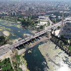 Seyhan Nehri yosunlar nedeniyle yeşile büründü