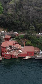 Dev geminin çarptığı yalının son hali havadan görüntülendi