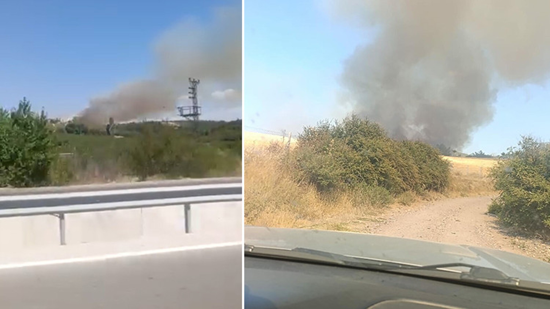 حريق ساريسوغوت في منطقة إزينه بجناق قلعة التركية يمتد إلى الغابة بعد ظهر الاثنين