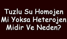 Tuzlu su homojen mi yoksa heterojen midir ve neden? Tuzlu su homojen mi yoksa heterojen midir ve neden?