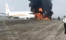 Çinden korkutan görüntüler 122 kişiyi taşıyan uçak pistte alev aldı