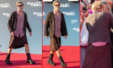 Brad Pitt film galasına etek giyip gitti