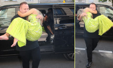 Seni şakacı Yürümekten yorulunca koruması kucağında taşıdı