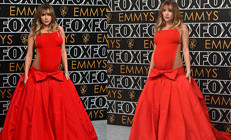 Karnı burnunda kırmızı halıda... Elbisesi üstüne uysun diye paramparça ettiler