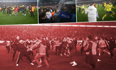 Trabzonspor - Fenerbahçe maçı bitiminde istenmeyen olaylar yaşandı Bordo mavili taraftarlar sahaya girdi...