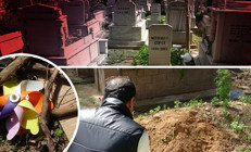 Annesinin mezarı başında rüzgar gülü gördü, şüphelenip kazınca gözlerine inanamadı Hiç mi yer bulamadınız; ölen insana saygınız yok mu
