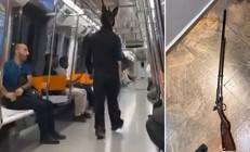 Sarıyerde tavşan kostümlü kişi metroda tüfekle gezdi