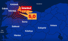 Marmara Denizinde 5 büyüklüğünde deprem