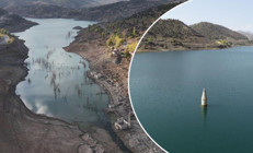 15 yıldır sular altındaydı Tarihi köy tamamen ortaya çıktı