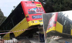 Üsküdarda İETT otobüsünün freni patladı: Otobüs asılı halde kaldı