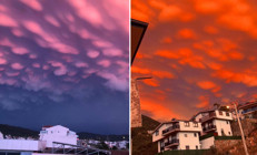 Görsel şölen: Gökyüzünü Mammatus bulutları sardı