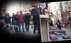 Taksimde otel sahibi ile kafeteryacı arasındaki kavga kamerada