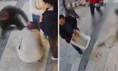 Genç kadın kaldırımda oturduğu sırada kabusu yaşadı Esnaf caniye meyve kasasıyla müdahale etti