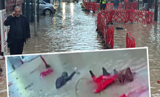 Kuvvetli yağış sonrası kent sular altında kaldı Çukura düşen vatandaşın çaresizliği kamerada