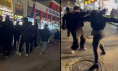 İftar sonrası iki grup arasında kavga Yumrukların havada uçuştuğu kavga kamerada