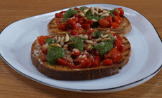 Köz biberli pesto soslu bruschetta tarifi (Videolu)