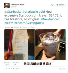 Starbucksın altın müşterisi bir seferde 60 shot espresso tüketti